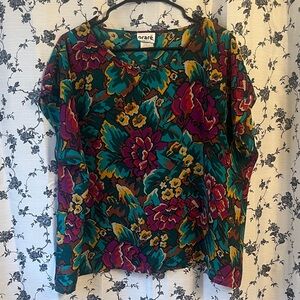 Oraré Vintage Floral Wide Sleeve Blouse